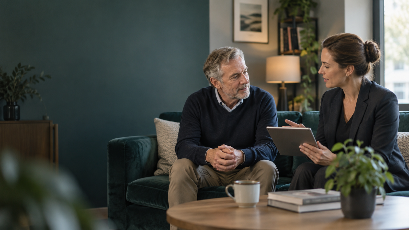 Patient discussing private treatment choices with a healthcare navigator